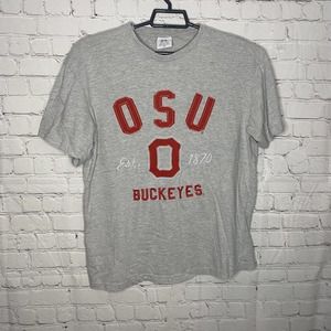Trendz Ohio State Buckeyes Tee Mens M Gray Sewn Letters Embroidered Distressed